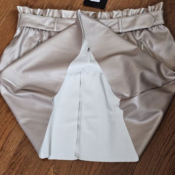 NWT Marc New York Skirt Soft Faux Leather Light Pink Metallic Zip Pockets‎ XL - Picture 5 of 11